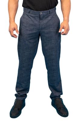 Maceoo Waves Blue Stretch Flat Front Pants