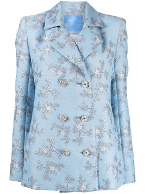 Macgraw Circa 72 floral-jacquard double-breasted blazer - Blue