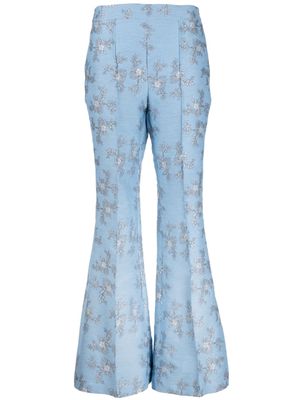 Macgraw Circa 72 floral-jacquard flared trousers - Blue
