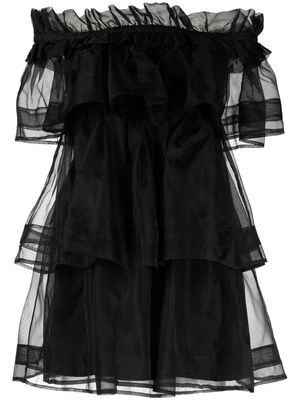 Macgraw Petal layered silk mini dress - Black