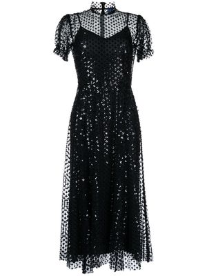 Macgraw Porcelain sequin-embellished sheer dress - Black