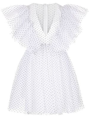 Macgraw Tabetha micro-dot print flared dress - White