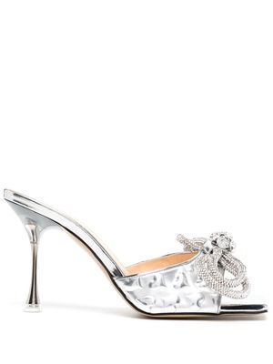 MACH & MACH 100mm crystal-embellished leather mules - Silver