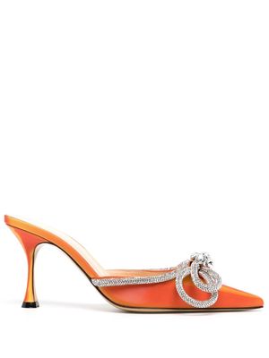 MACH & MACH 90mm crystal-embellished mules - Orange