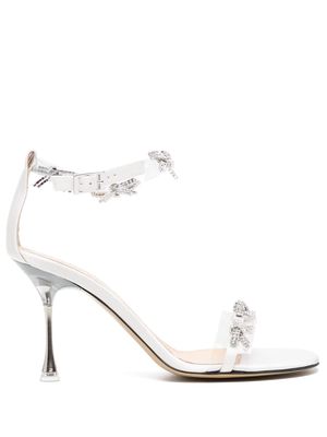 MACH & MACH 90mm crystal-embellished sandals - White