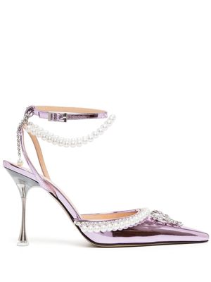 MACH & MACH 95mm bow-detail leather pumps - Pink