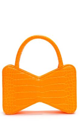 Mach & Mach Bow Croc Embossed Leather Top Handle Bag in Orange