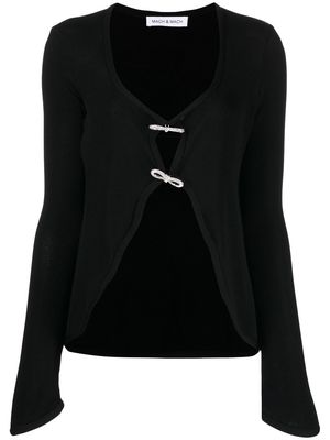 MACH & MACH bow-detail V-neck jacket - Black