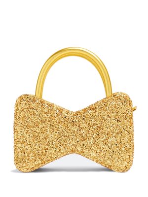 MACH & MACH Bow glitter mini bag - Gold