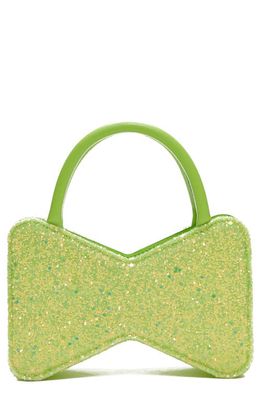 Mach & Mach Bow Glitter Top Handle Bag in Lime Green