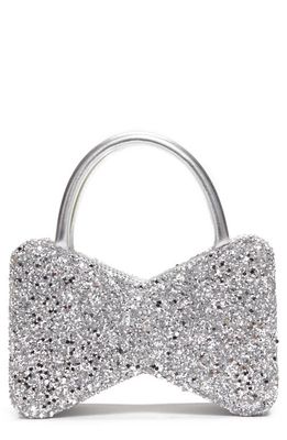 Mach & Mach Bow Glitter Top Handle Bag in Silver