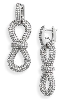 Mach & Mach Crystal Bow Drop Earrings in Silver