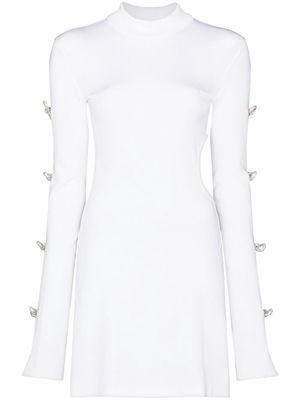 MACH & MACH crystal bows cut-out mini-dress - White