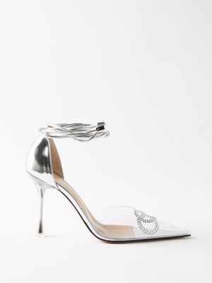 Mach & Mach - Crystal-embellished 100 Pvc & Leather Pumps - Womens - Silver