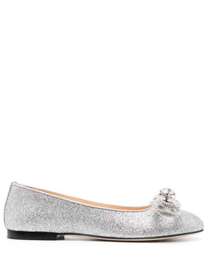 MACH & MACH crystal-embellished bow ballerina shoes - Silver