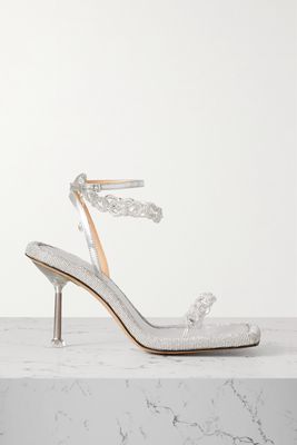 MACH & MACH - Crystal-embellished Pvc And Metallic Leather Sandals - Silver
