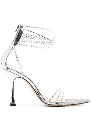 MACH & MACH crystal-embellished strappy 90mm sandals - Silver