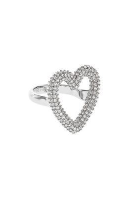 Mach & Mach Crystal Heart Ring in Silver-Tone