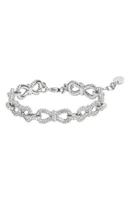 Mach & Mach Crystal Pavé Bow Link Bracelet in Silver