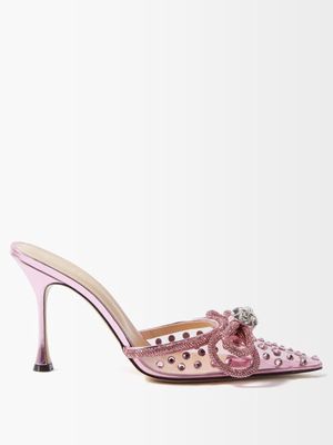 Mach & Mach - Double Bow 100 Crystal-embellished Pvc Pumps - Womens - Pink