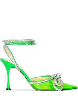 MACH & MACH Double Bow 100mm pointed pumps - Green