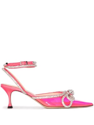 MACH & MACH Double Bow crystal-embellished pumps - Pink