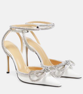 Mach & Mach Double Bow embellished satin pumps