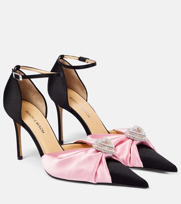 Mach & Mach Double Heart embellished satin pumps