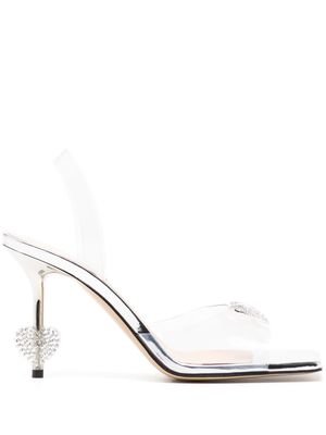 MACH & MACH Heart crystal-embellished 90mm sandals - Silver