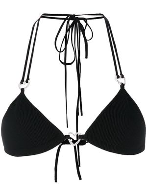 MACH & MACH heart-motif ribbed bikini - Black