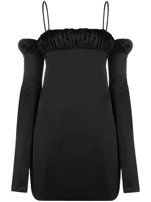 MACH & MACH Lotus ruched-detail silk mini dress - Black
