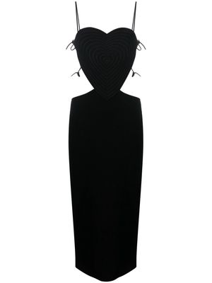 MACH & MACH love-heart motif cut-out midi dress - Black