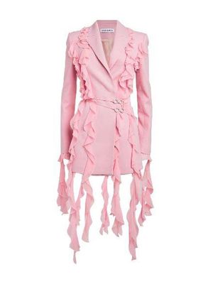 MACH & MACH MACH &amp; MACH Wool Ruffled Blazer Mini Dress - Pink