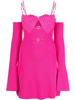 MACH & MACH off-shoulder heart-detail mini dress - Pink