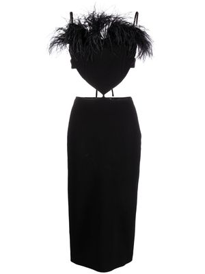 MACH & MACH ostrich feather midi dress - Black