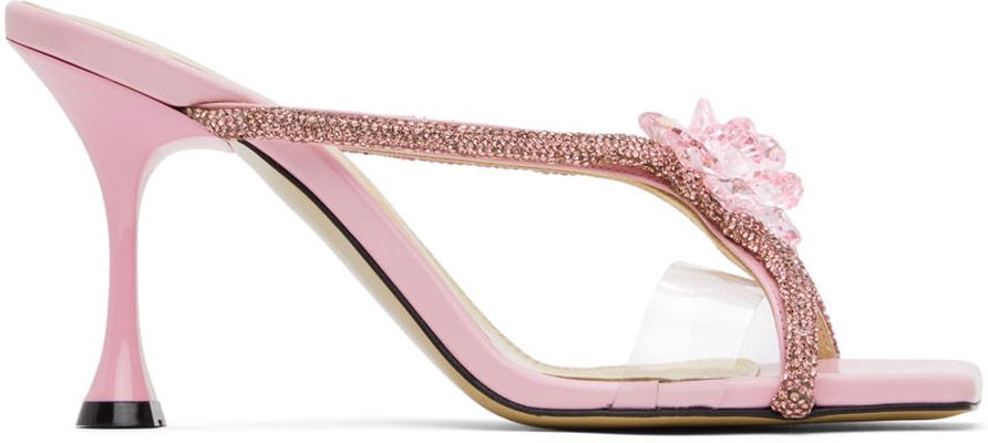 MACH & MACH Pink Flower 95mm Heeled Sandals