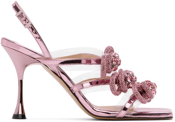 MACH & MACH Pink Triple Bow Heeled Sandals