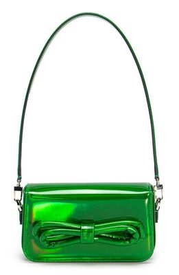 Mach & Mach Puffer Bow Iridescent Leather Shoulder Bag in Green