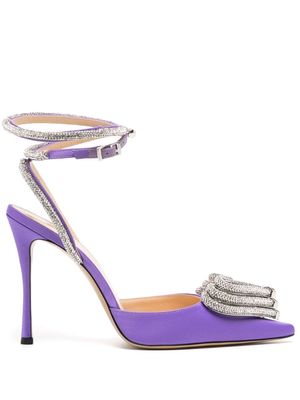 MACH & MACH Triple Heart 110mm satin pumps - Purple