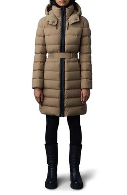 Mackage Ashley Water Resistant Down & Feather Coat in Dark Camel