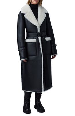 Mackage Belted Water Repellent Genuine Shearling & Quilted Down Coat in Black