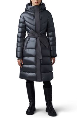 Mackage Coralia Water Resistant Hooded 800 Fill Power Down Coat in Carbon
