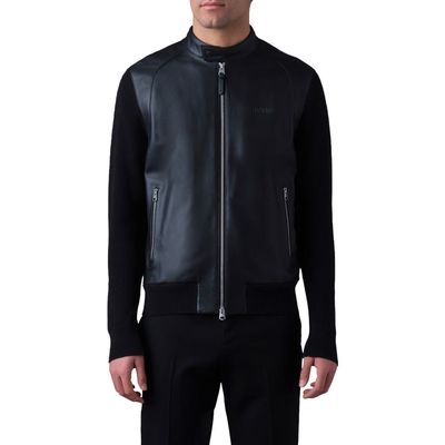 Mackage Dominic Mixed Media Leather Jacket in Black 