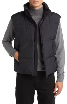 Mackage Larry City MG Logo Jacquard Oversize Water Resistant Down Quilted Vest in Black