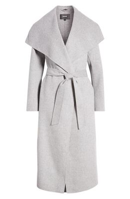 Mackage Mai Long Wool Wrap Coat in Grey Melange