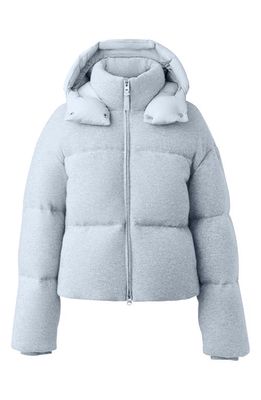Mackage Tessy Down Puffer Jacket with Removable Hood in Light Grey Melange