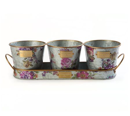 Mackenzie-Childs 4-Piece Galvanized Flower Market Tray&Pot