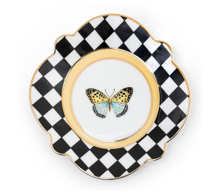 MacKenzie-Childs Butterfly Toile Bread and Butt er Plate