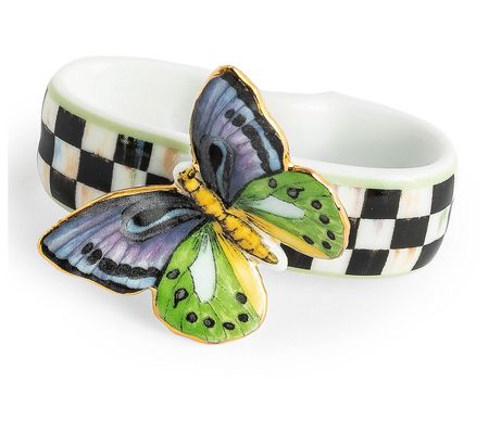 MacKenzie-Childs Butterfly Toile Napkin Rings, Set of 4