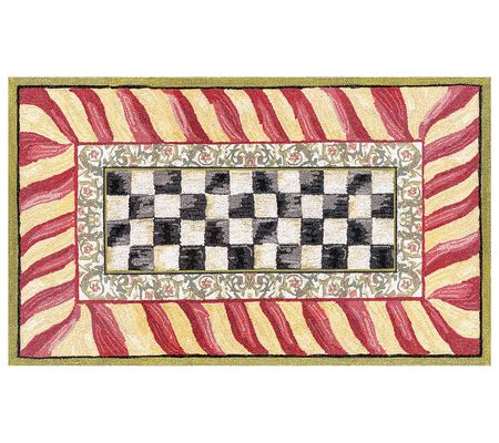 MacKenzie-Childs Courtly Check Red & Gold 3' x 5' Washable Rug